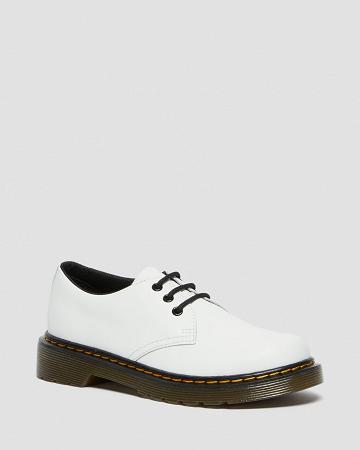 White Kids' Dr Martens Junior 1461 Leather Lace Up Shoes | CA 725HAP